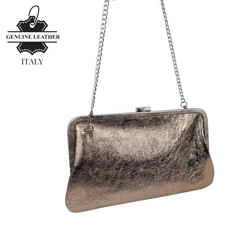 Italian Leather Clutch Bag with Chain Handle. Promo 58052