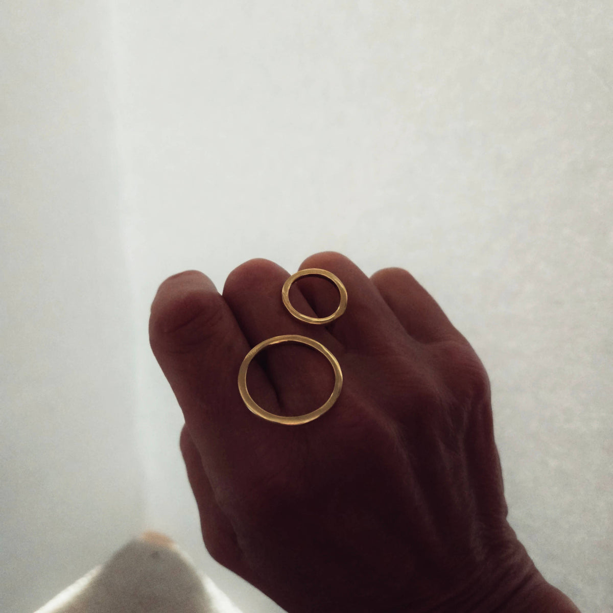 Brass ring open circle adjustable handmade double ring