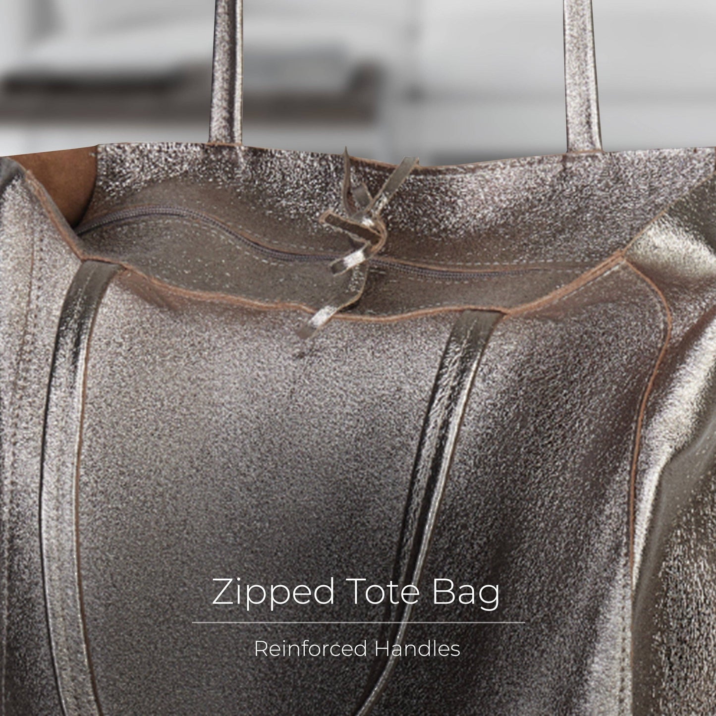 Italian Genuine Metallic Suede Tote Bag 201718