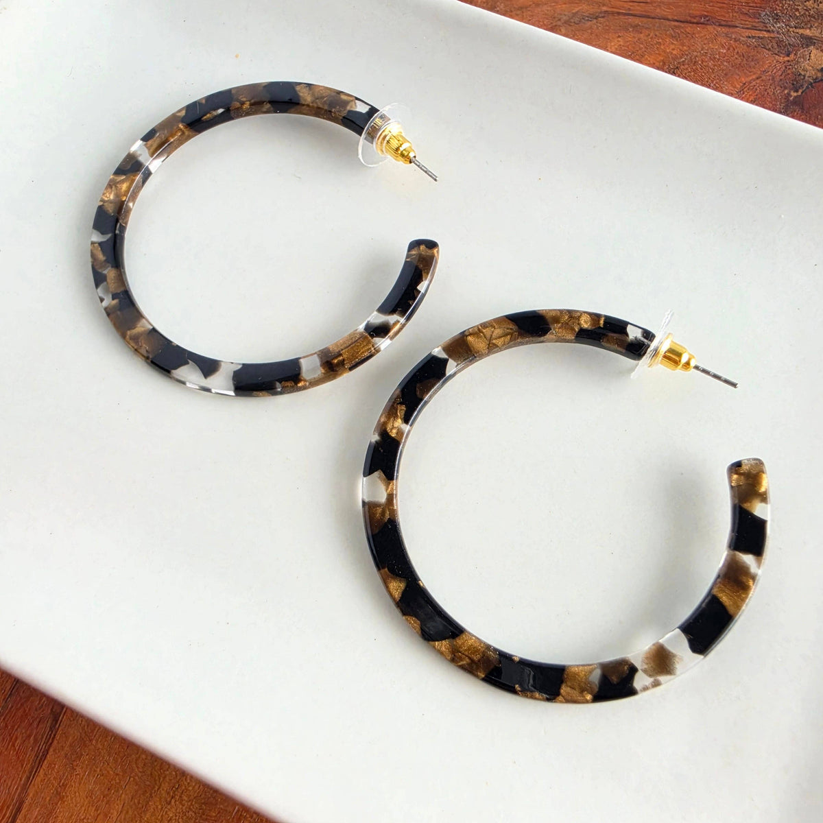 Cameron Hoops - Black & Bronze // Fall, Holiday, Earrings