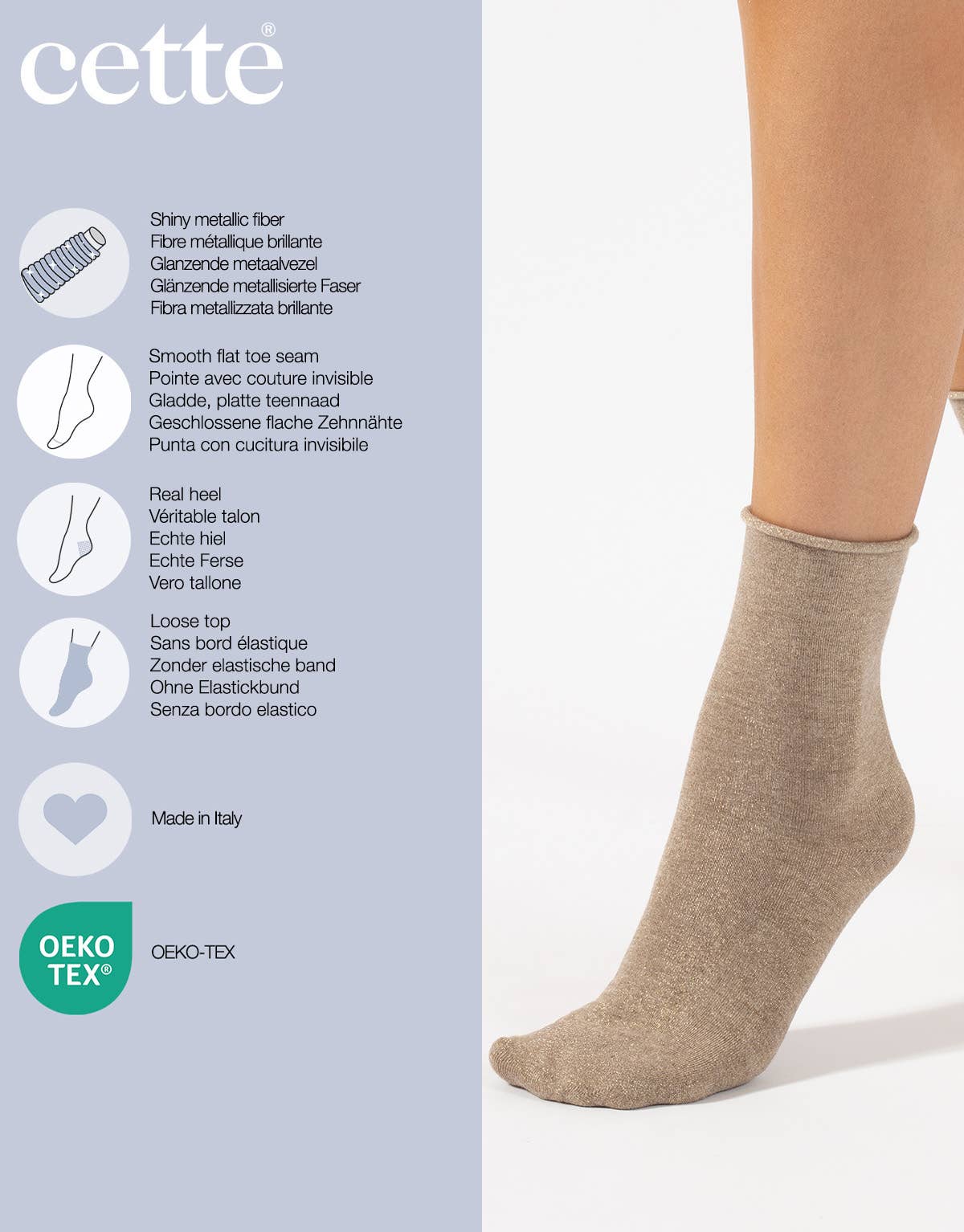 Shiny Socks Glitter Women Ankle Socks Gift Made in Italy