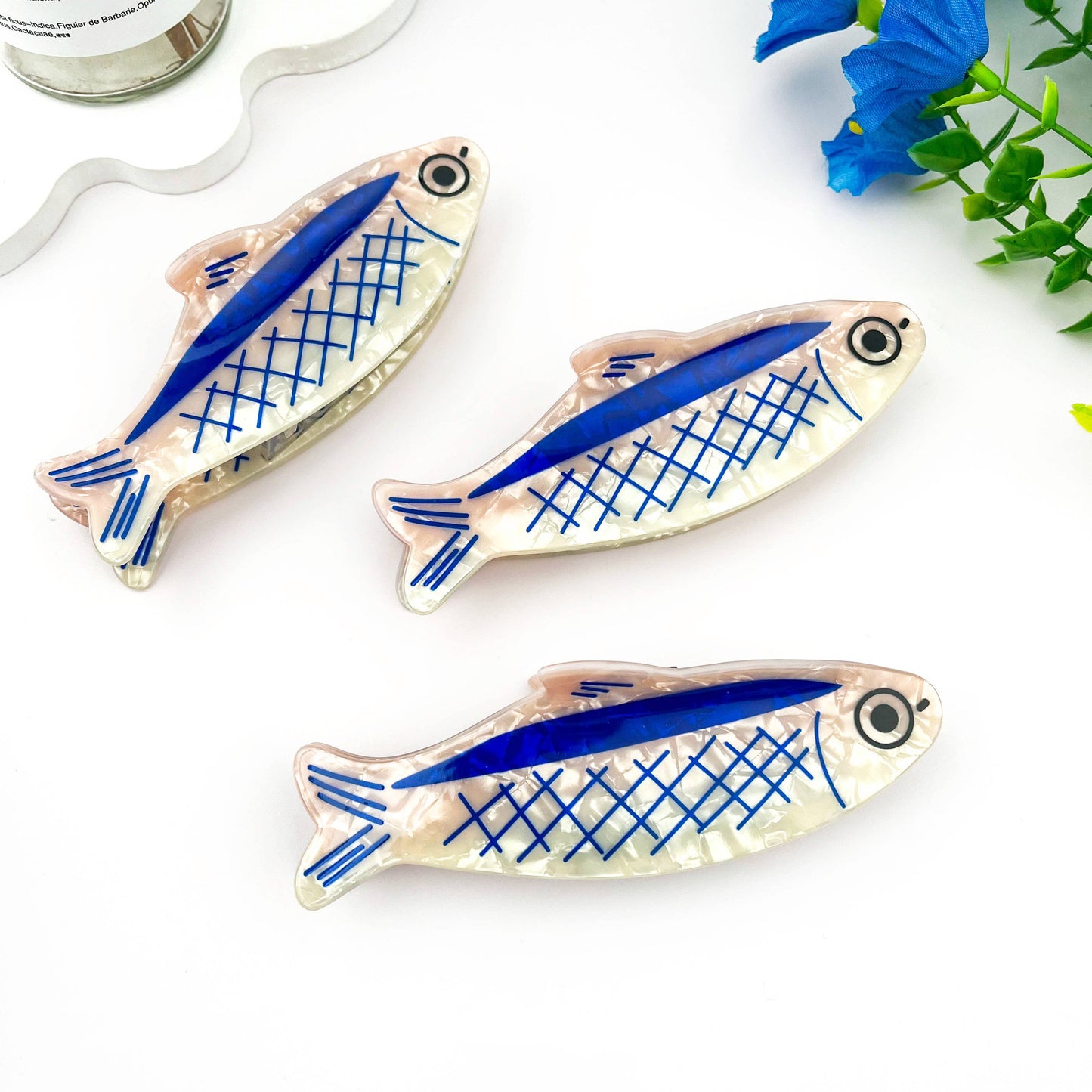 Oversized Sardine Print Acrylic Hair Claw Clip