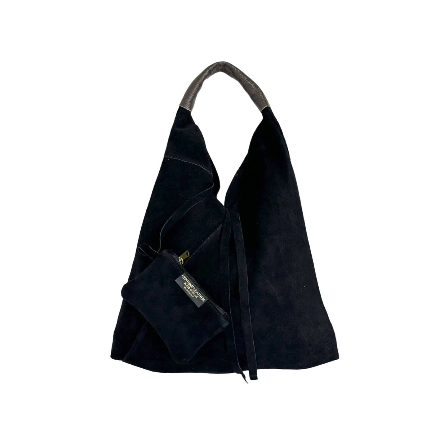 Suede Leather Shoulder Bag with Coin Purse