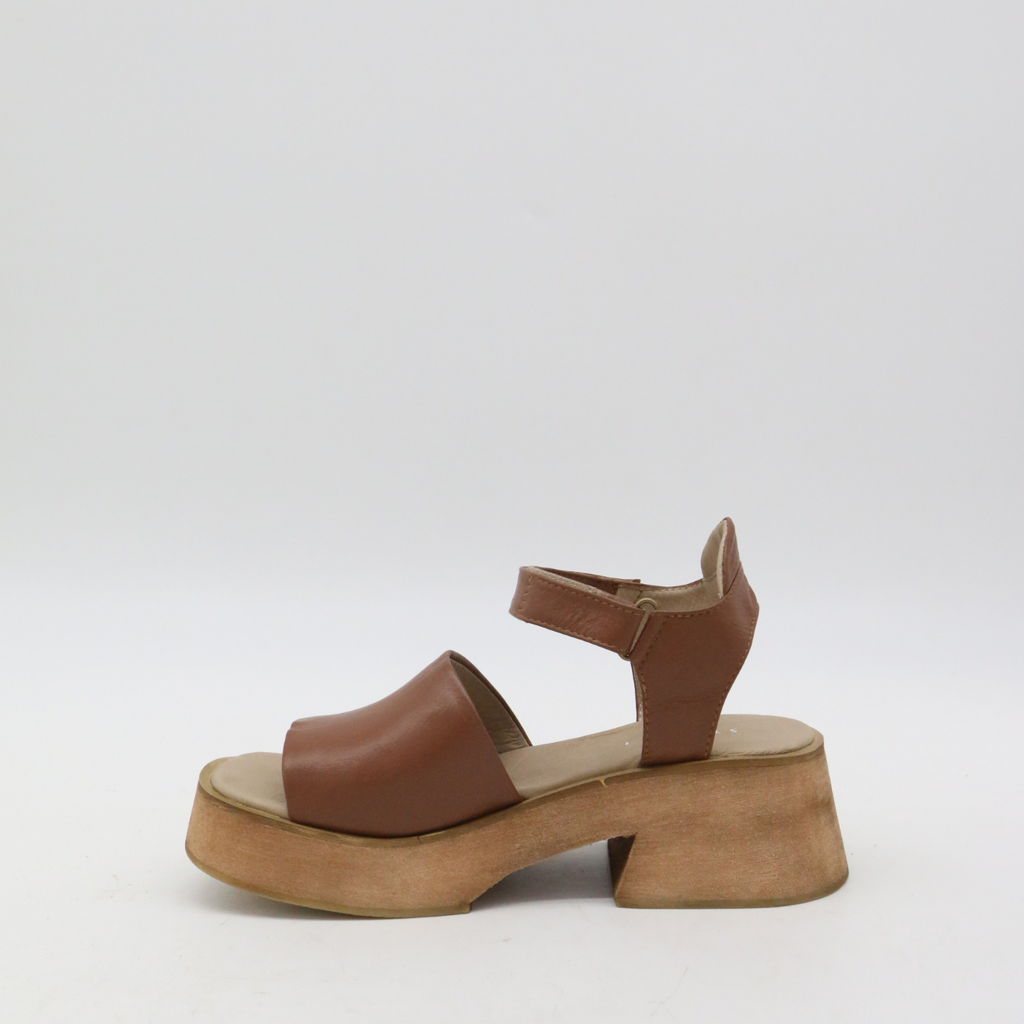 Tribe clog-inspired platform strap-on sandals in tan leather