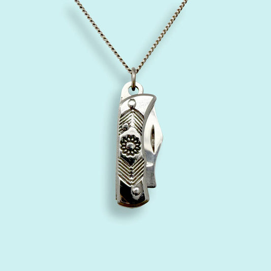 Silver Wildflower Knife Necklace