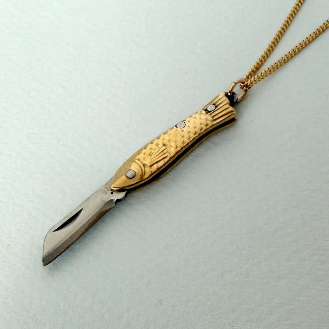 Small Gold Fish Knife Necklace