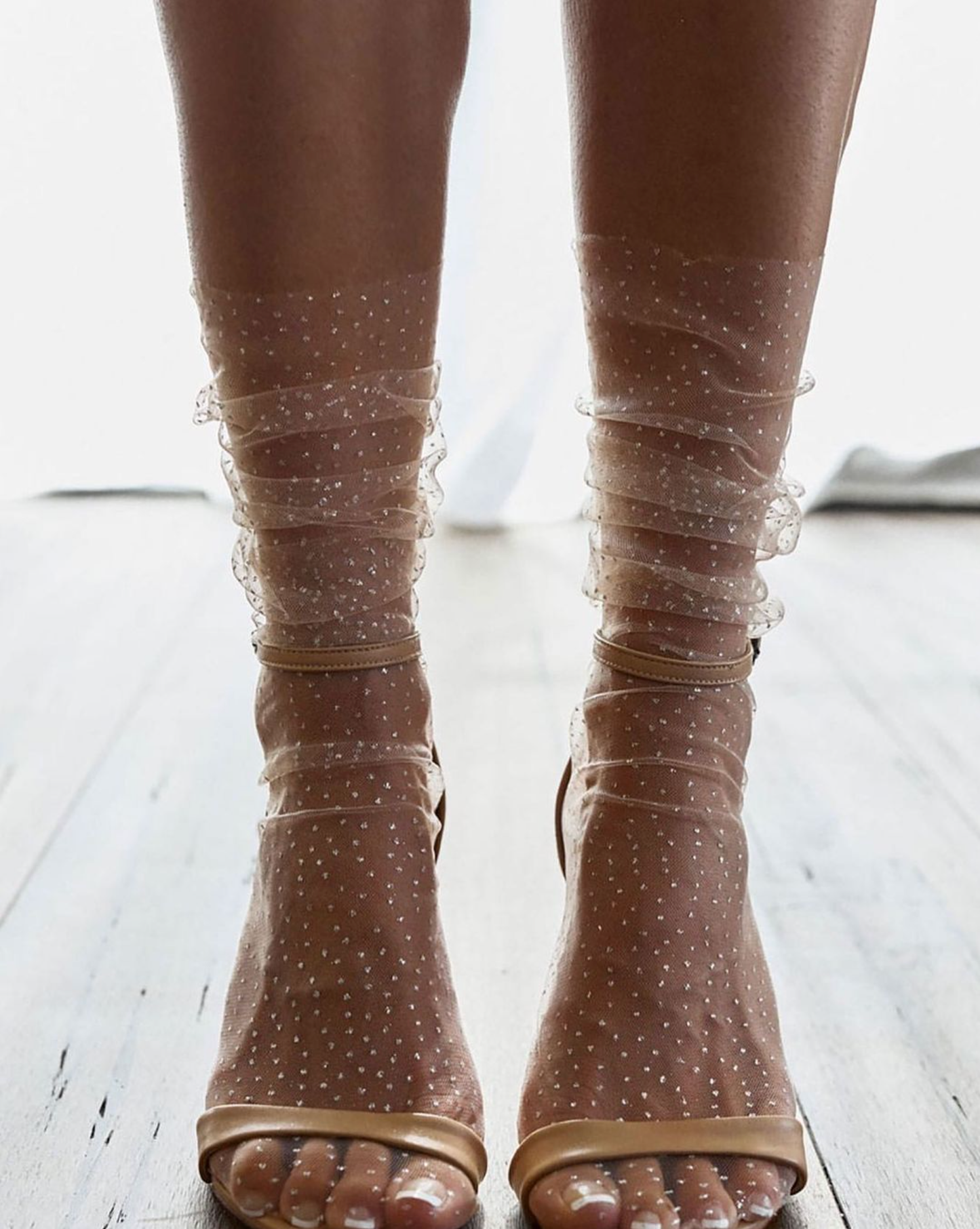 Camille - Women's sequined tulle socks