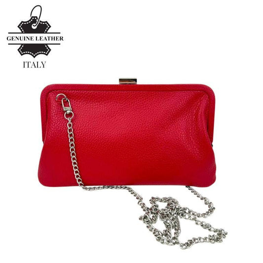 Italian Leather Clutch Bag with Chain Handle. Promo 58052