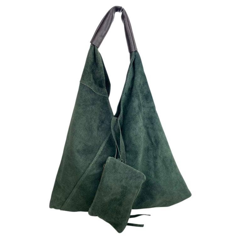 Suede Leather Shoulder Bag with Coin Purse