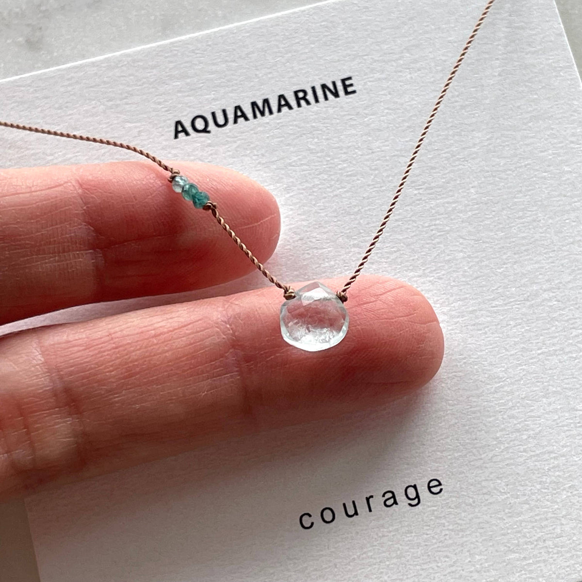 Aquamarine and Emerald Courage Necklace, Valentine's Day