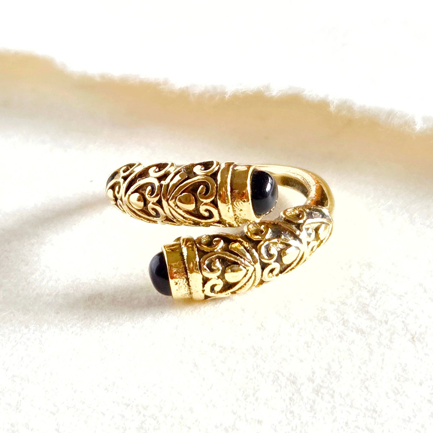 Brass Wrap Ring Handmade Green Agate