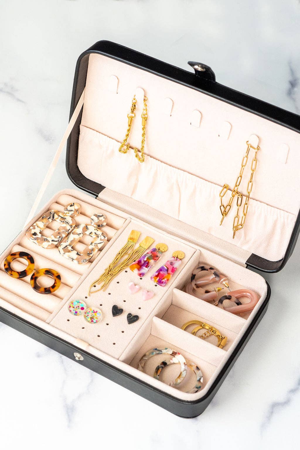 Jewelry Travel Case Box - Black // Gift, Storage