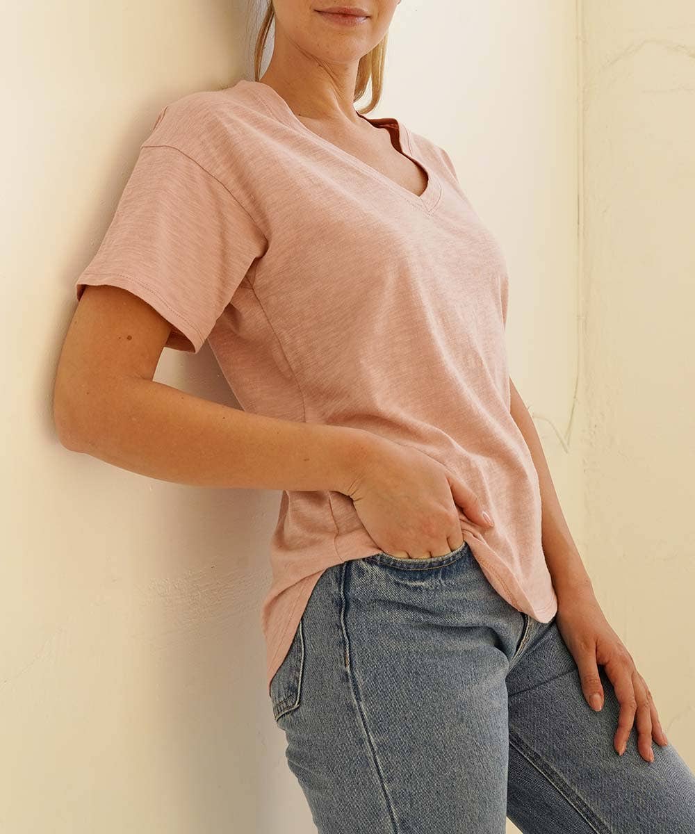 COTTON V NECK TOP