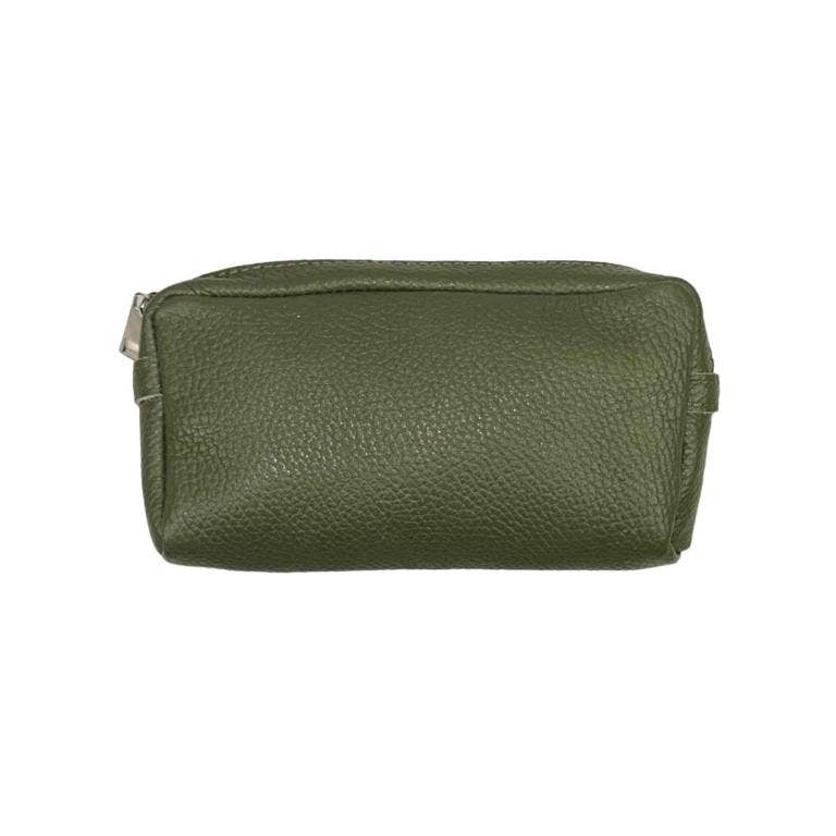 Women's High Quality Zippered Leather Toiletry Bag on Sale