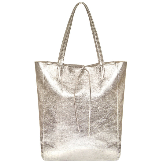 Italian Genuine Metallic Suede Tote Bag 201718