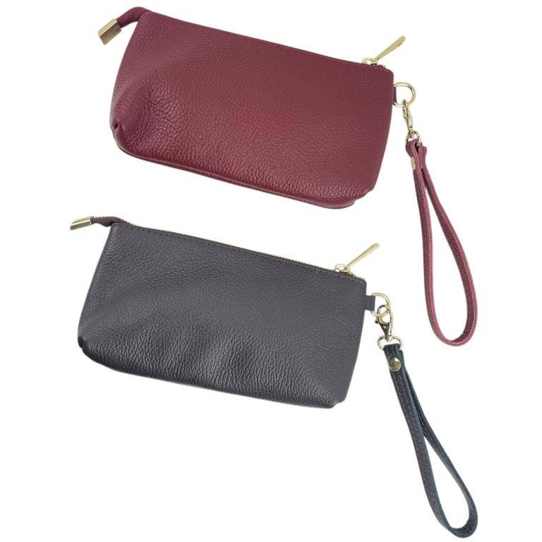 Italian Leather Toiletry Bag with Removable Short Handle