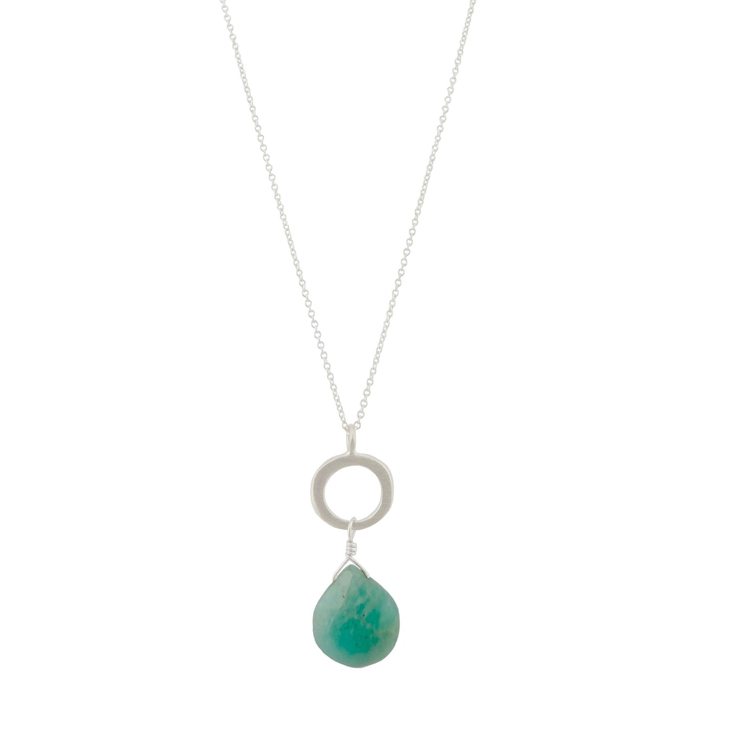 Circle w. Amazonite Necklace in Silver or Vermeil