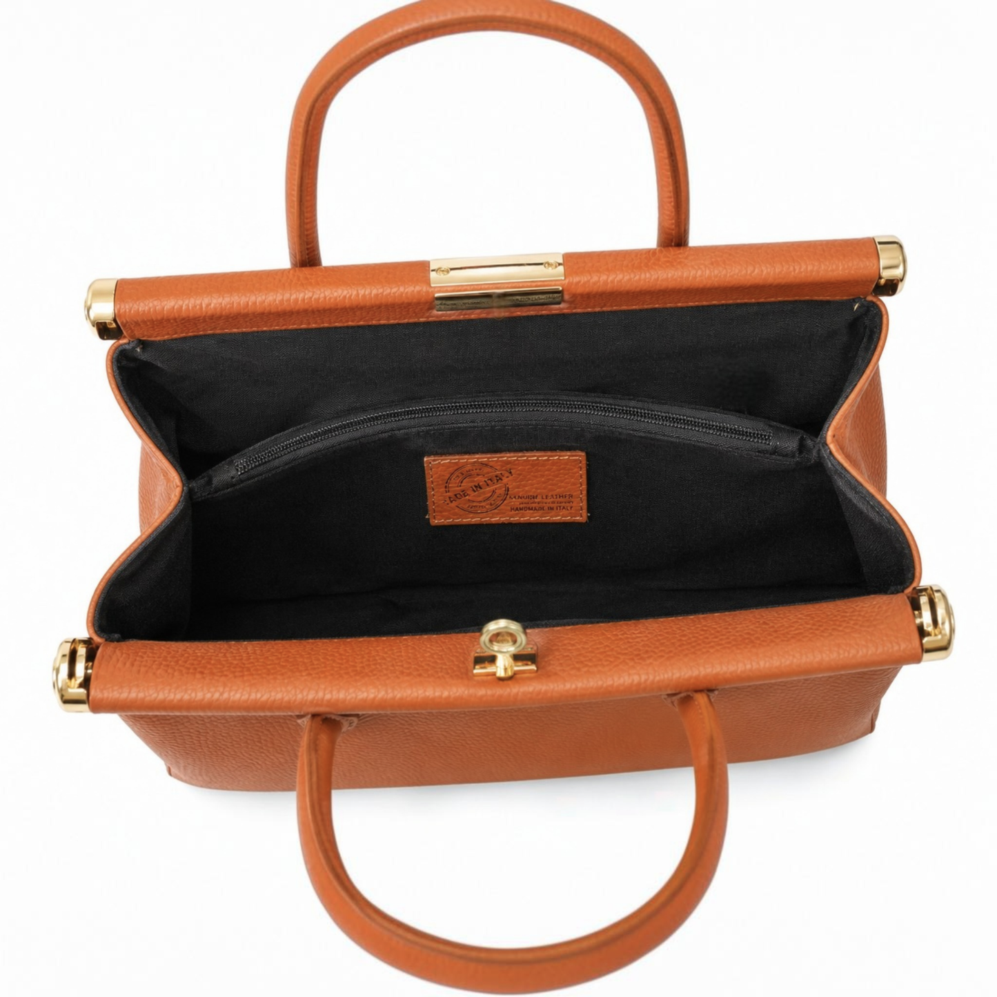 Nora Camel Dollaro Leather Handbag – Made in Italy