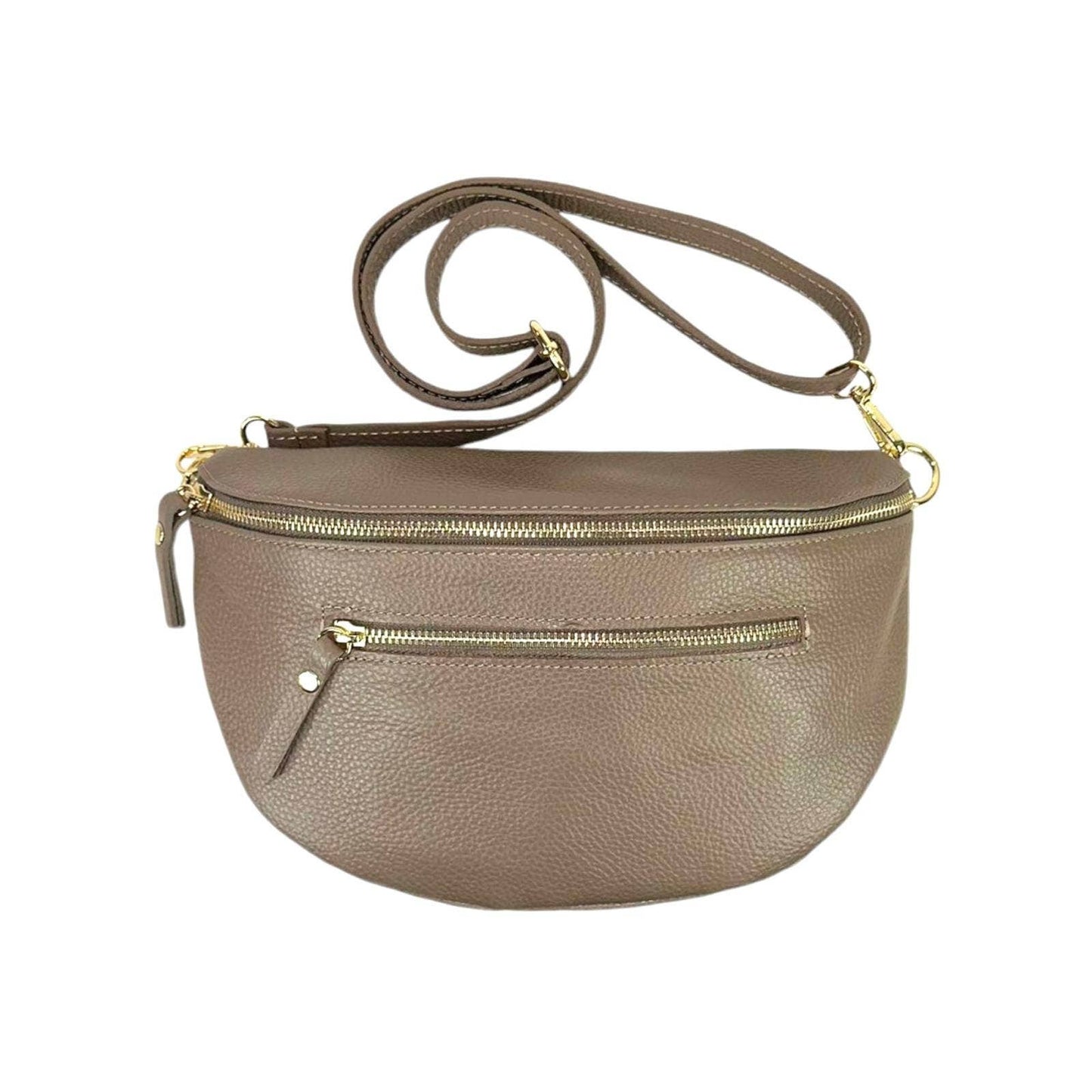 Large Italian Leather Waist/Crossbody Bag with Front Pocket