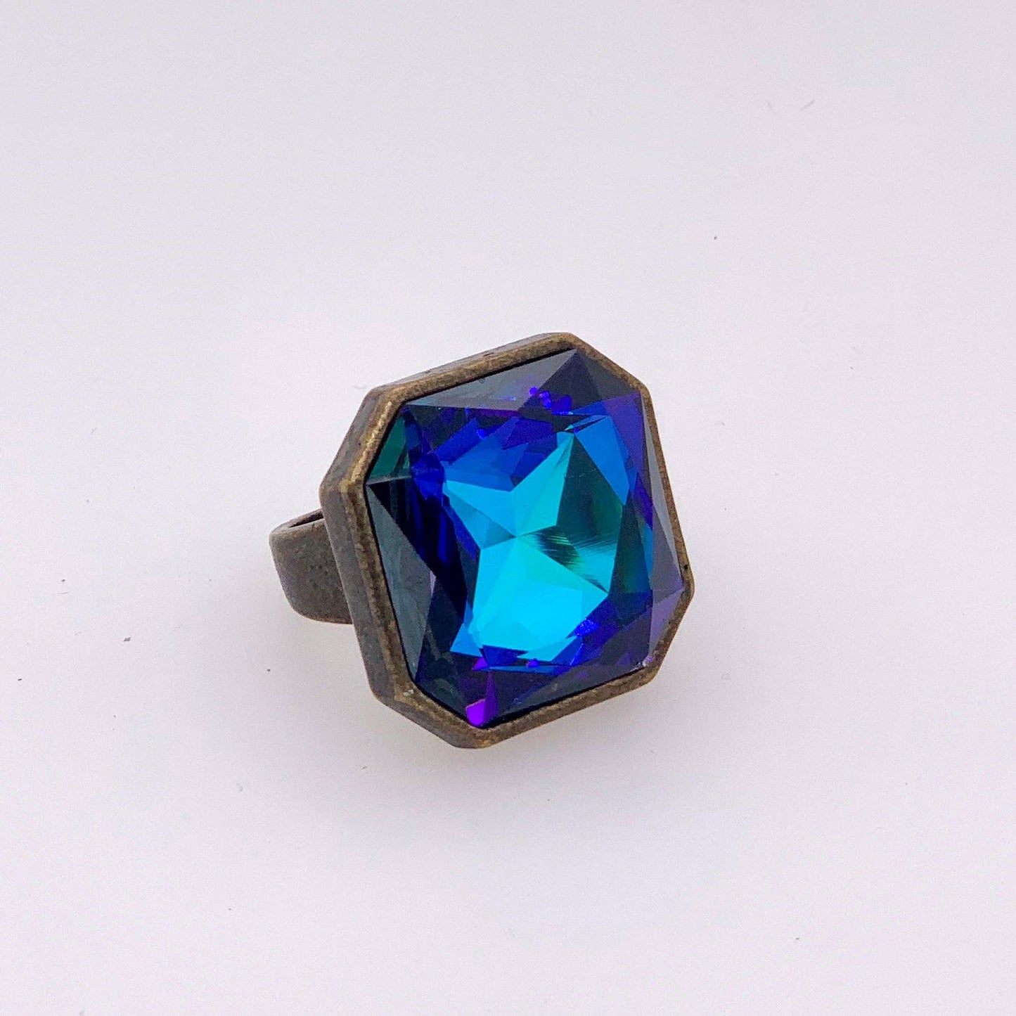 Single Octagon Crystal Cocktail Ring
