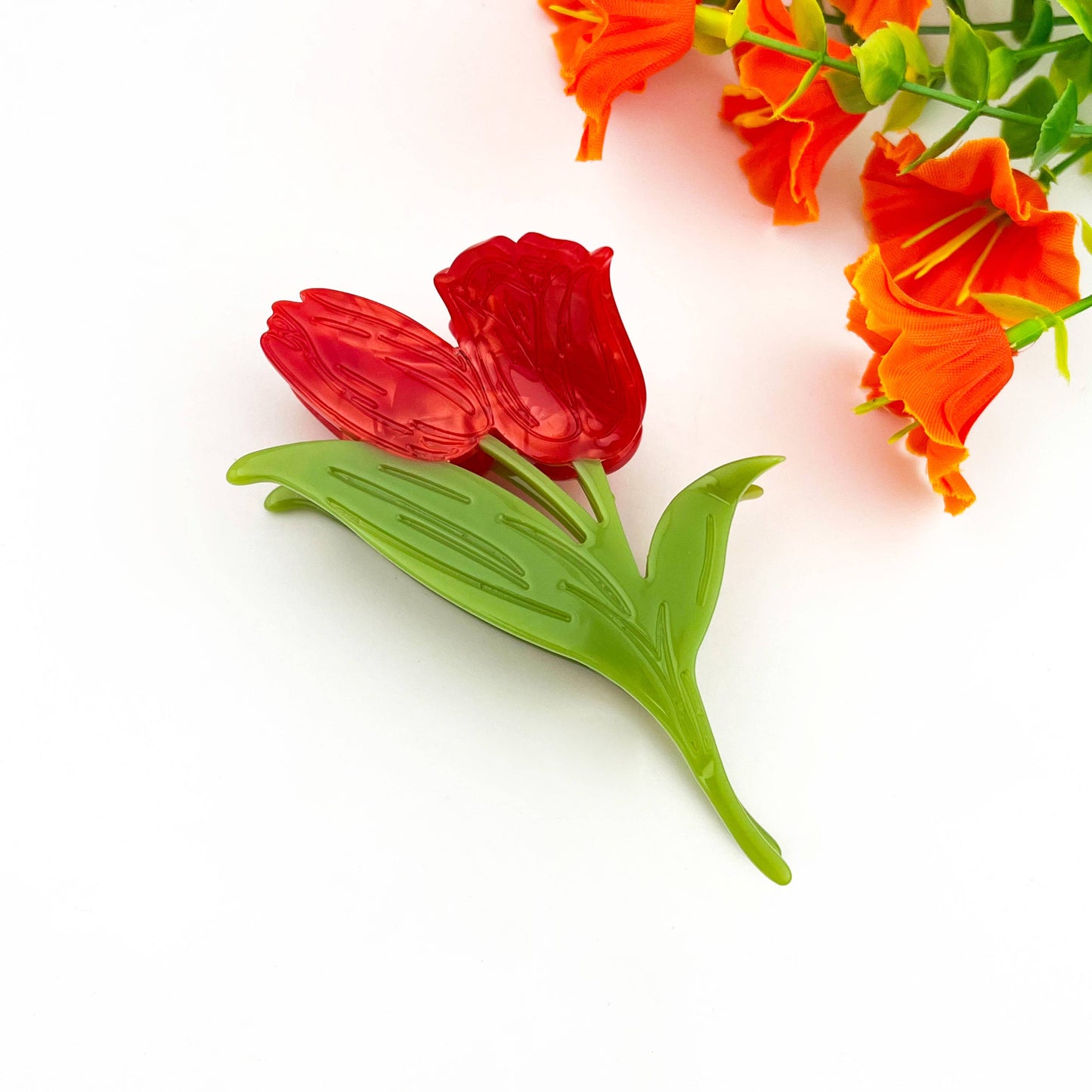 Double Tulip Acetate Claw Clip – Elegant Floral Hair Clip