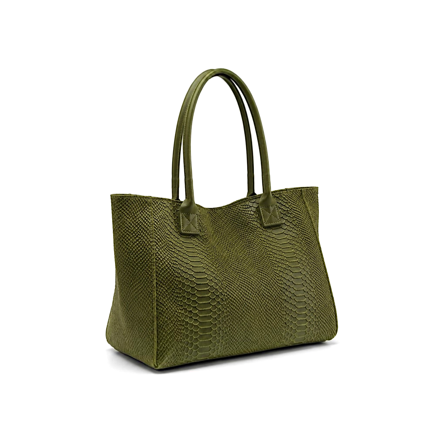 LOLA – Italian Python-Embossed Leather Bag – Khaki