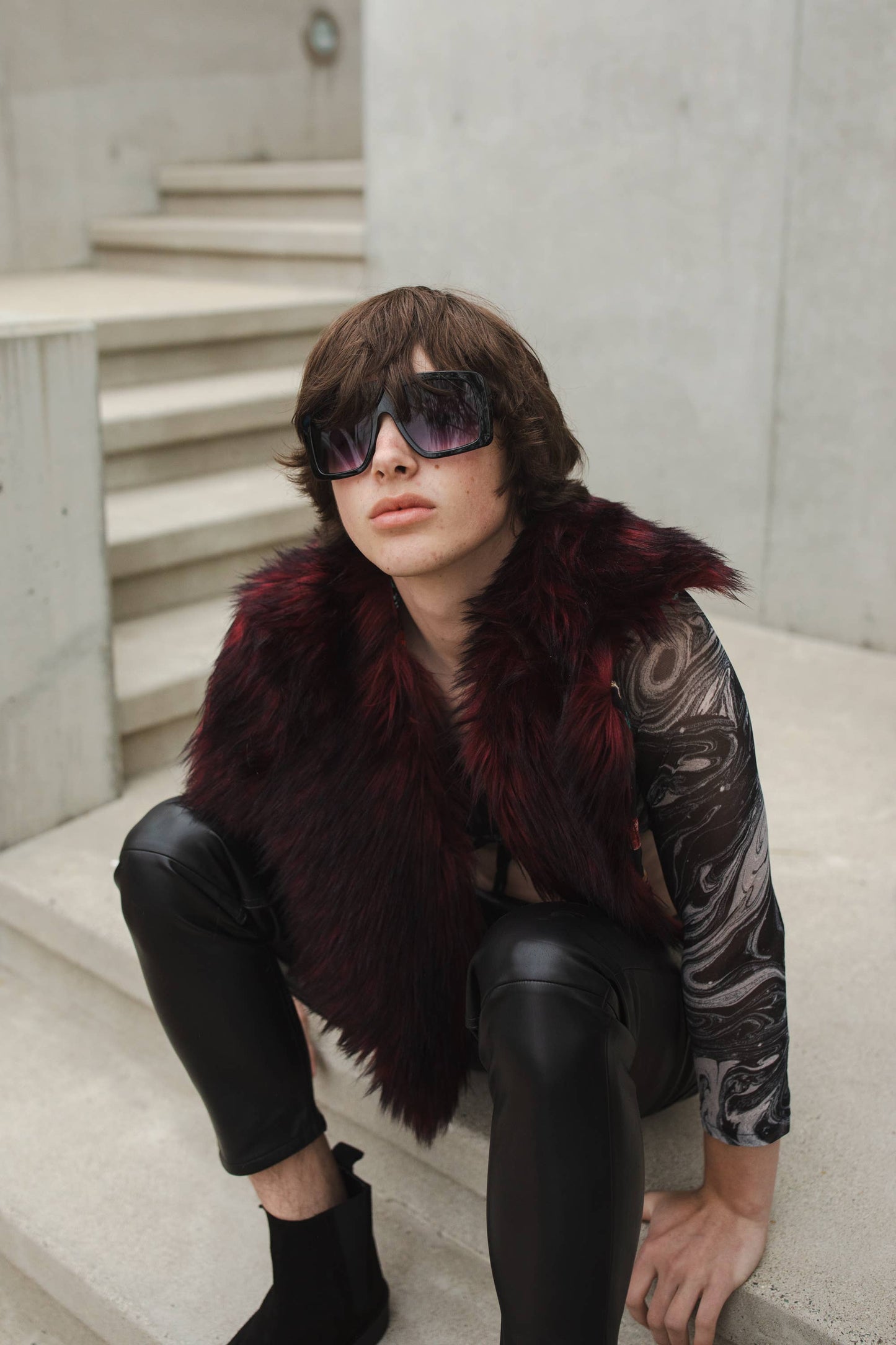Oxblood Faux Fur Collar
