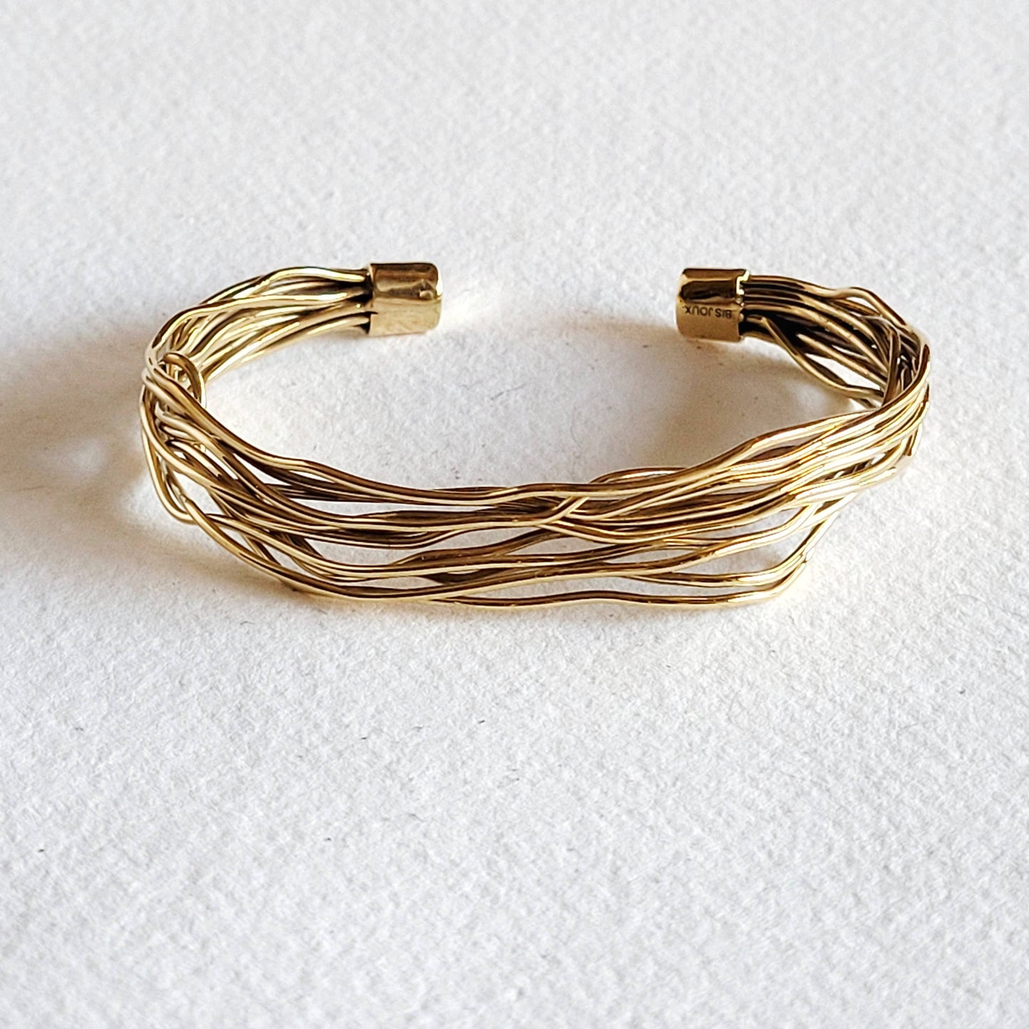 Twiggy Brass twig wire layered cuff bangle bracelet ring