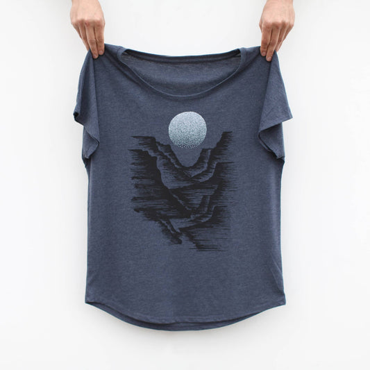 Canyonlands Full Moon Tri-Blend Dolman Sleeve Top Navy Blue