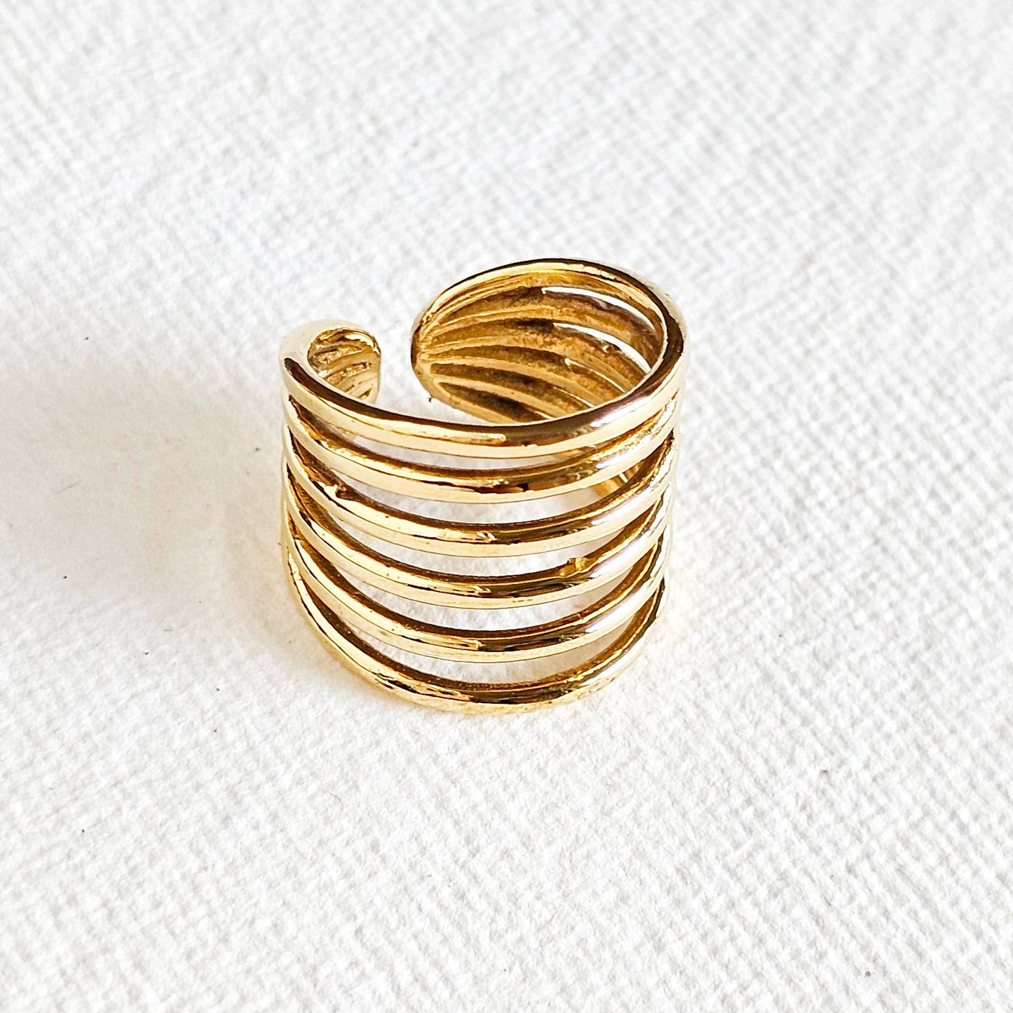 Brass Layered Ring Adjustable Handmade