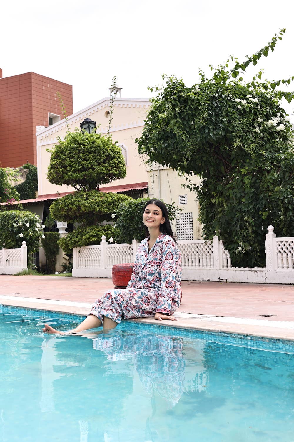 Women's Block Printed Pajamas- 3 Piece Set