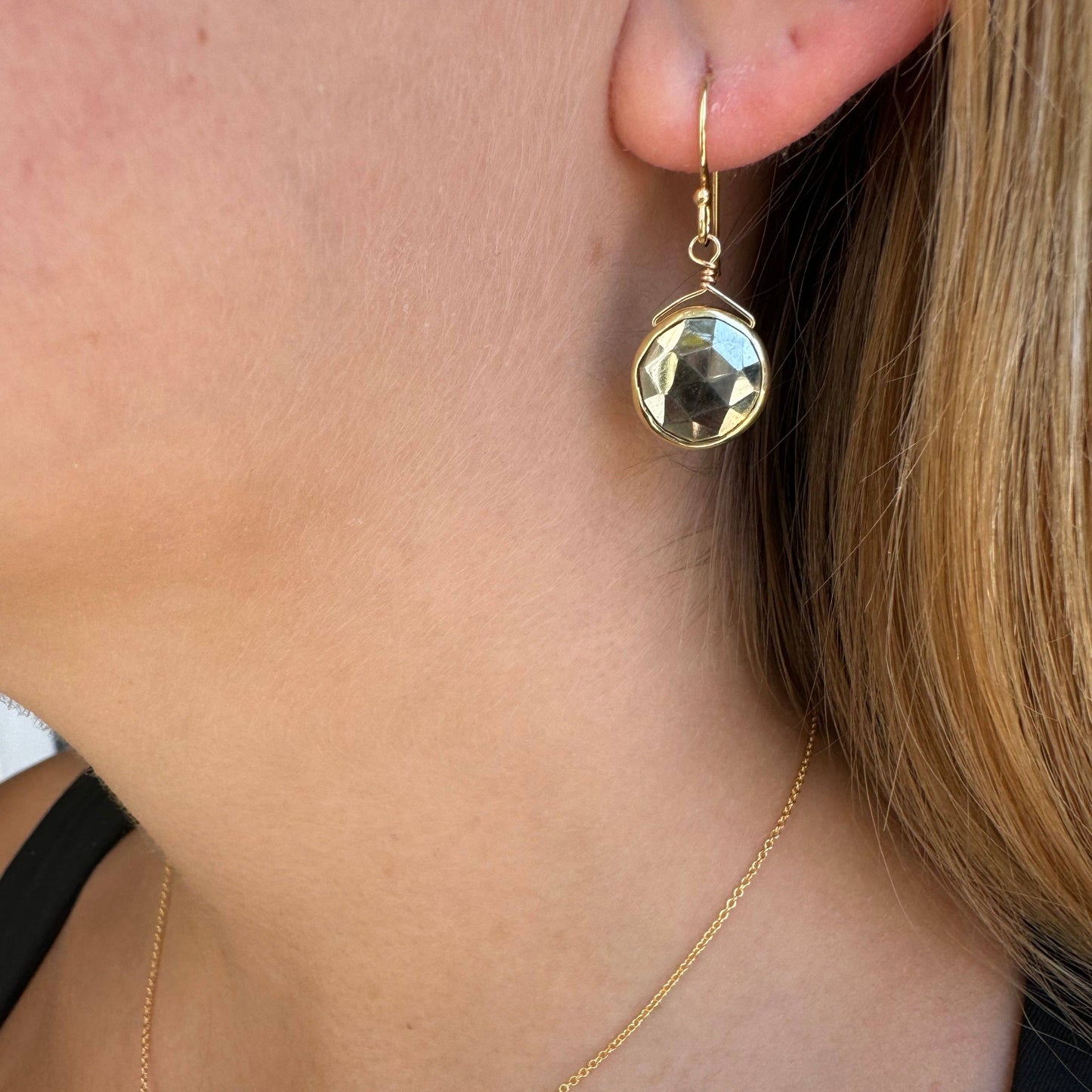 Pyrite Coin Earrings in Silver or Vermeil
