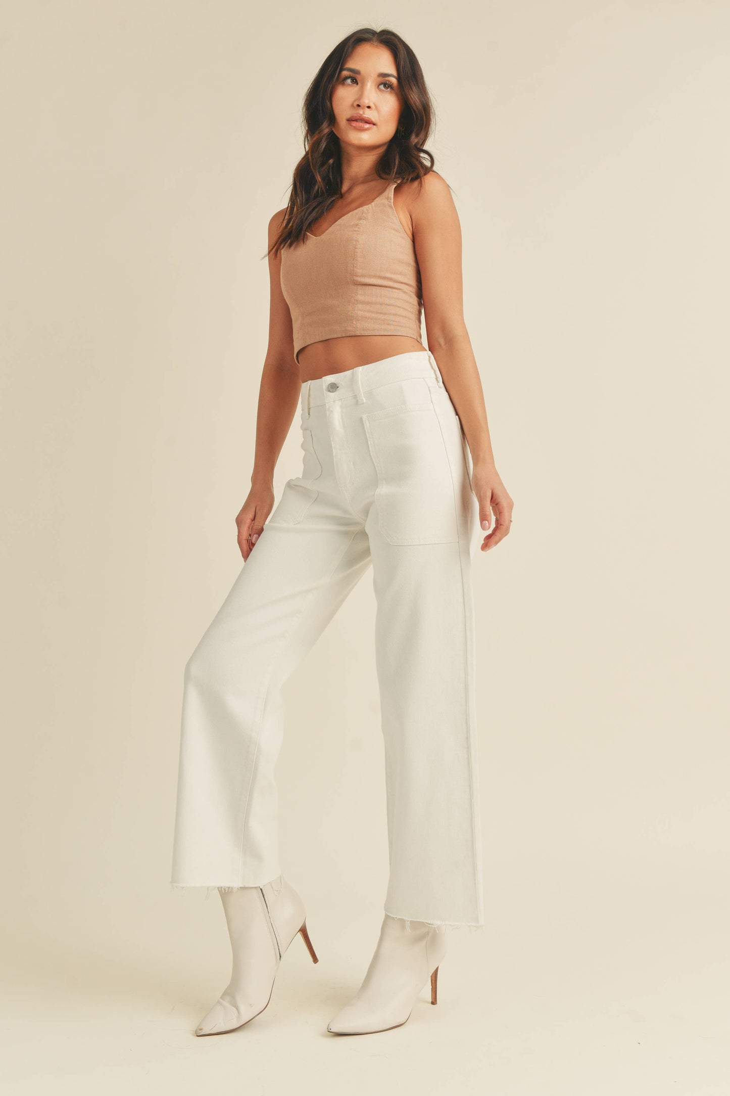 BP353J - OFF WHITE - High Rise Utility Wide Leg