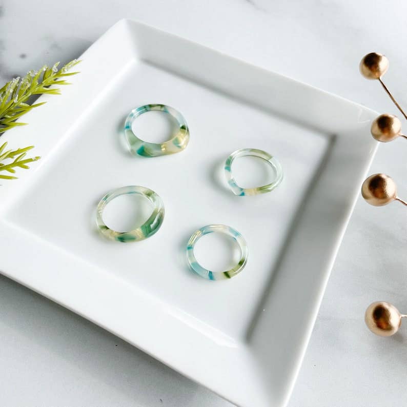 Stacking Dew Drop Ring | Acetate Resin Ring