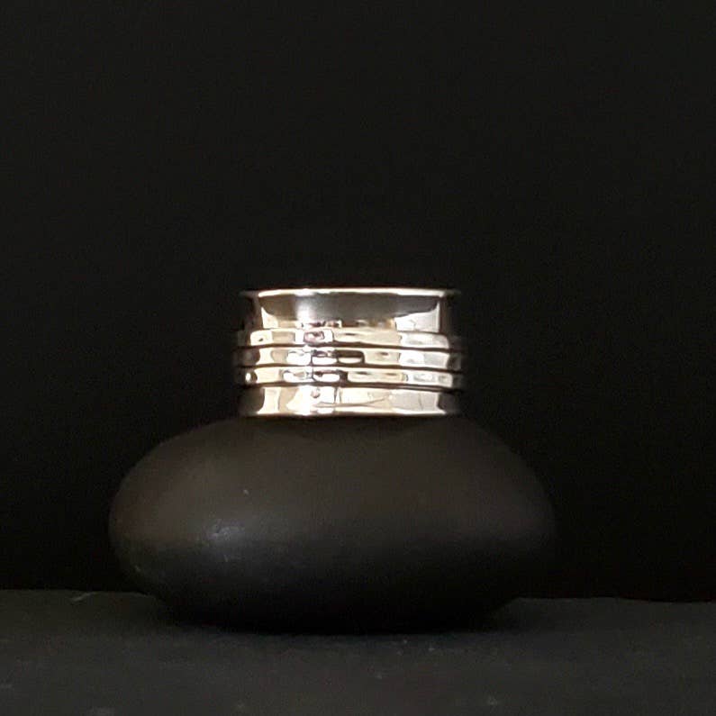 3 Hammered Band Sterling Silver Spinner Ring