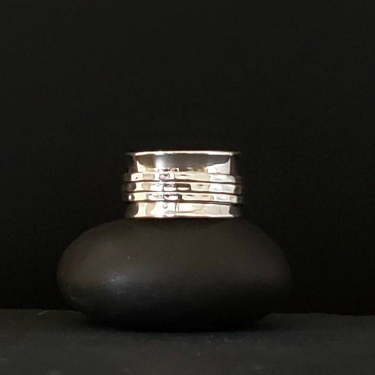 3 Hammered Band Sterling Silver Spinner Ring