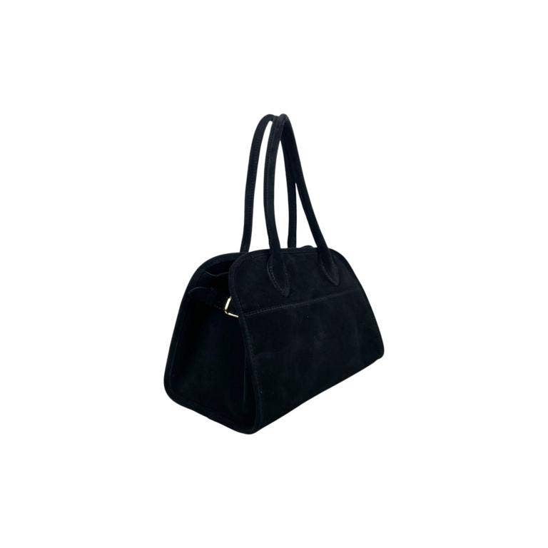 Italian Suede Leather Shoulder Bag with Long Handles