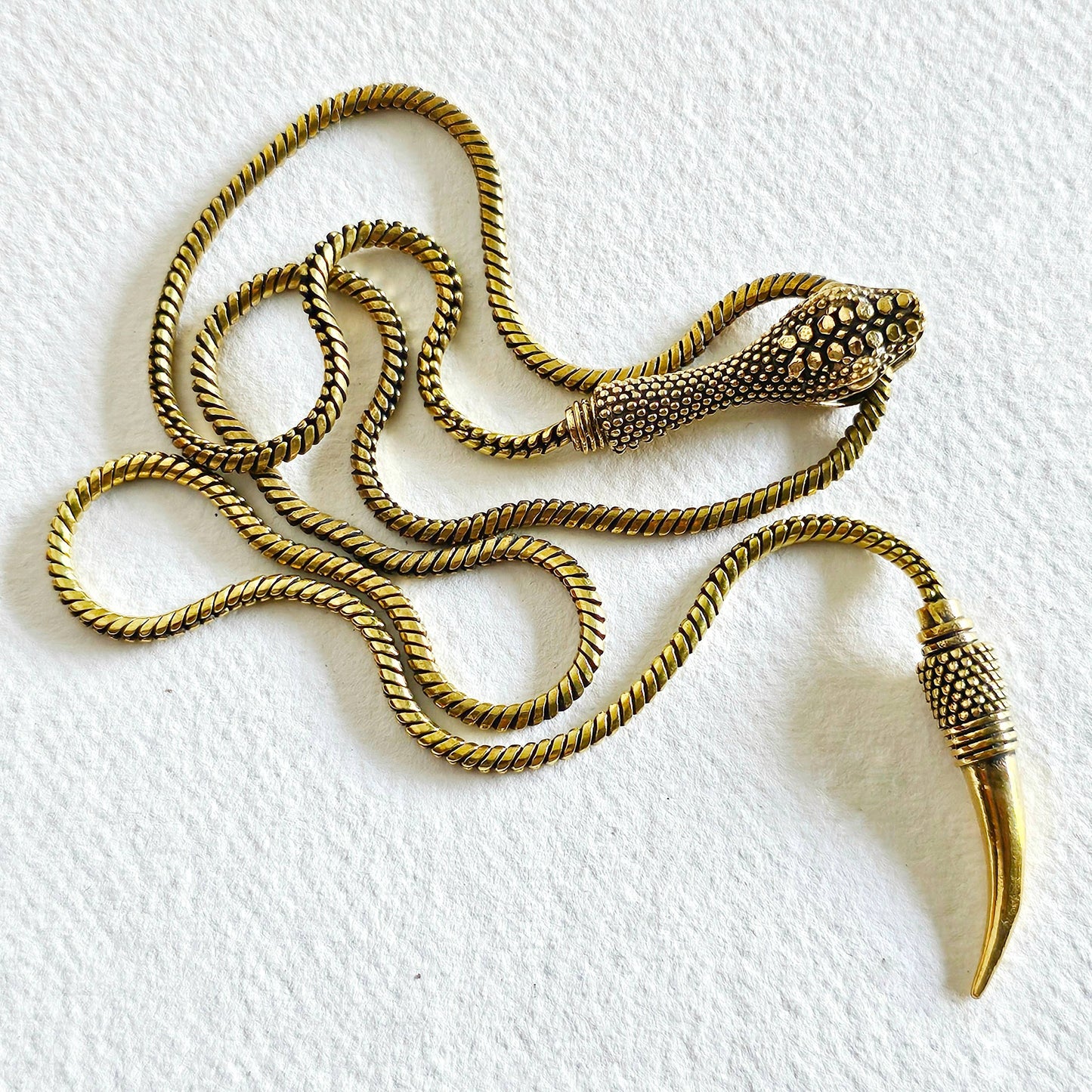 Brass snake chain serpent lariat long necklace #BX24