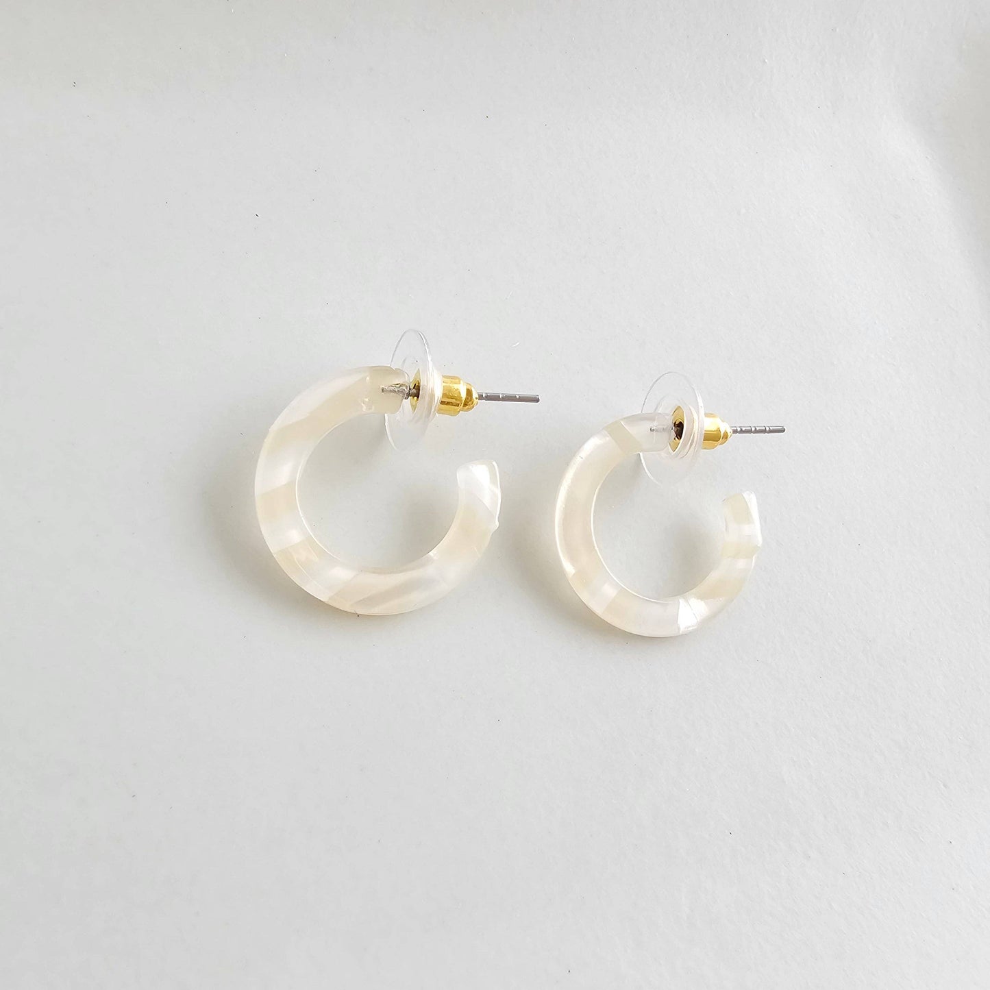 Micro Cam Mini Hoops - Ivory // Spring Summer Earrings