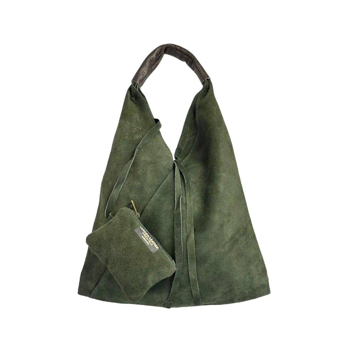 Suede Leather Shoulder Bag with Coin Purse