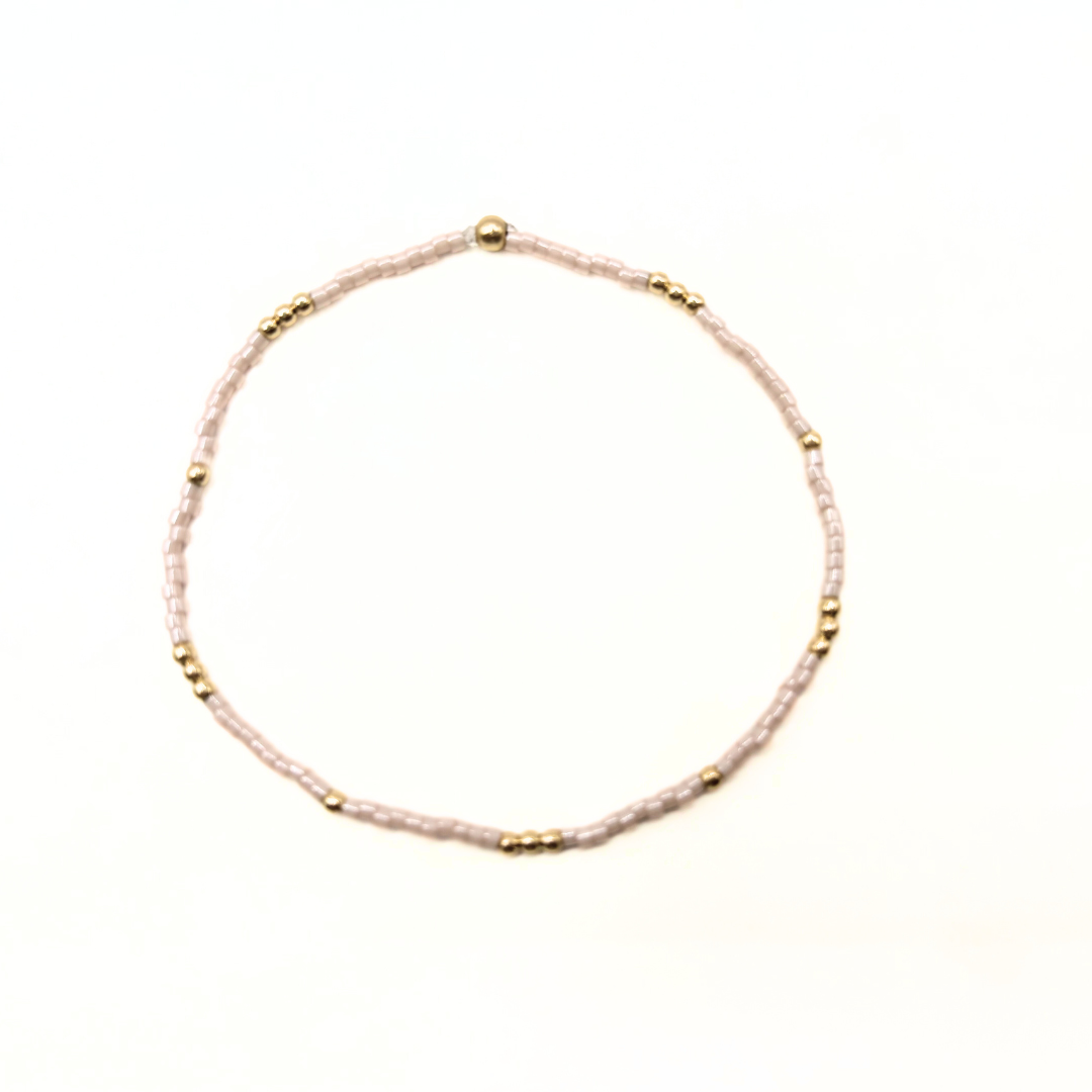 2mm Newport PALEST PINK + Gold Filled Waterproof Bracelet