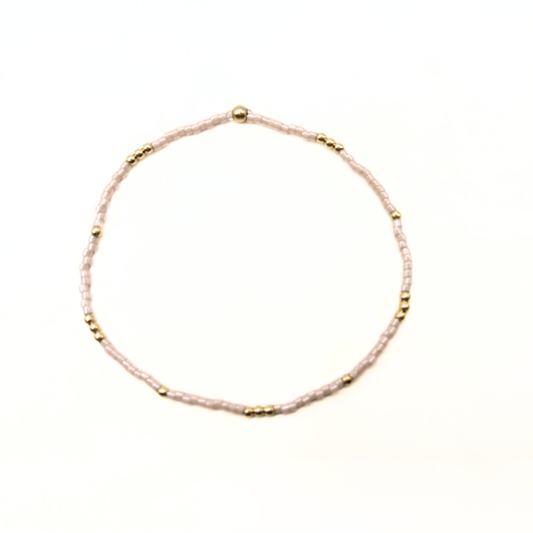 2mm Newport PALEST PINK + Gold Filled Waterproof Bracelet