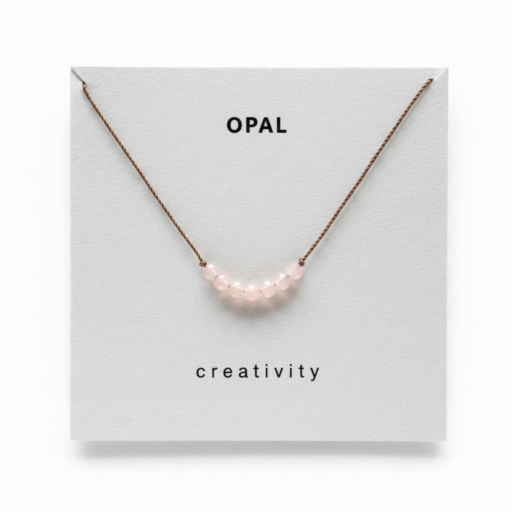 Pink Opal Creativity Necklace, October Birthstone