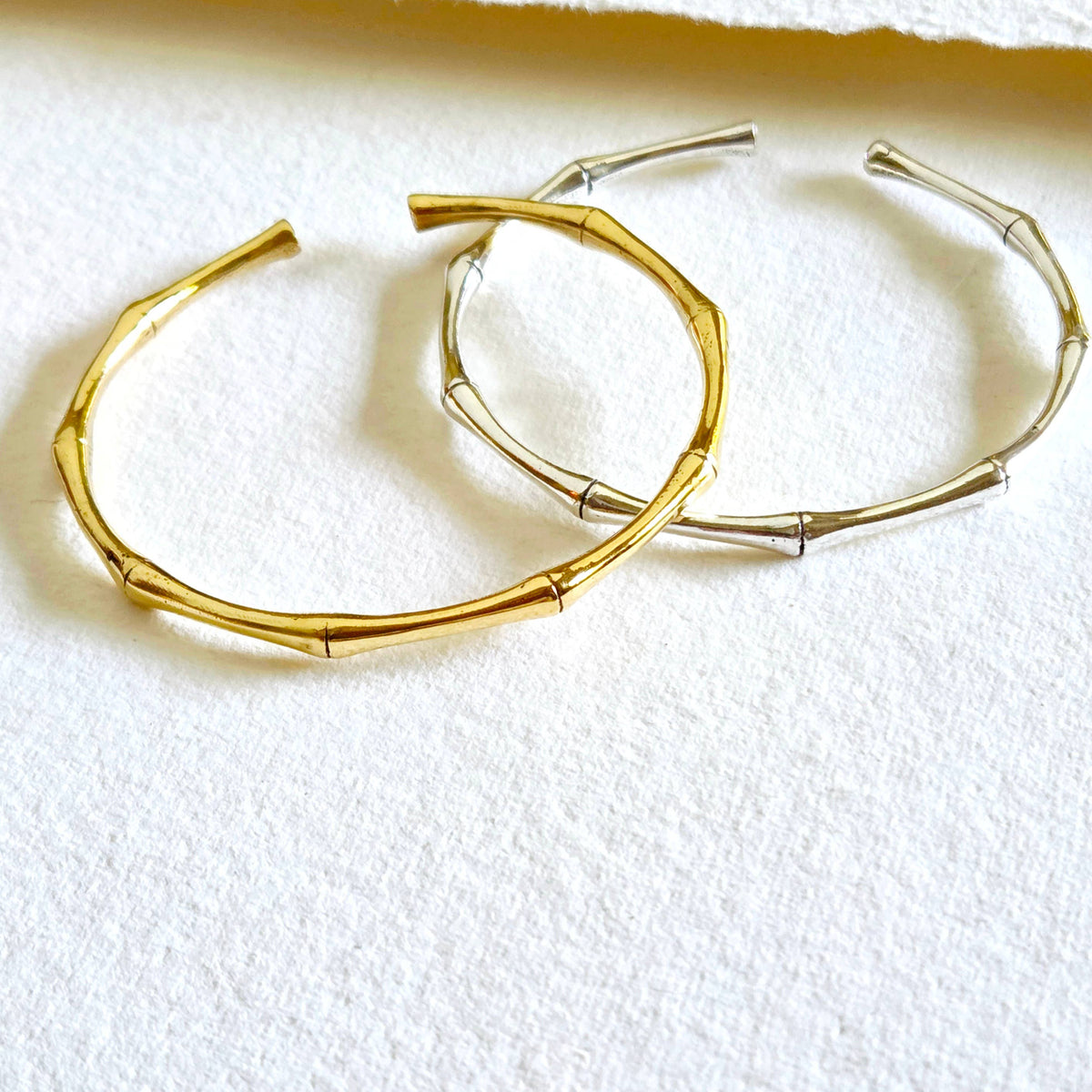 Silver bamboo classic handcast cuff bracelet