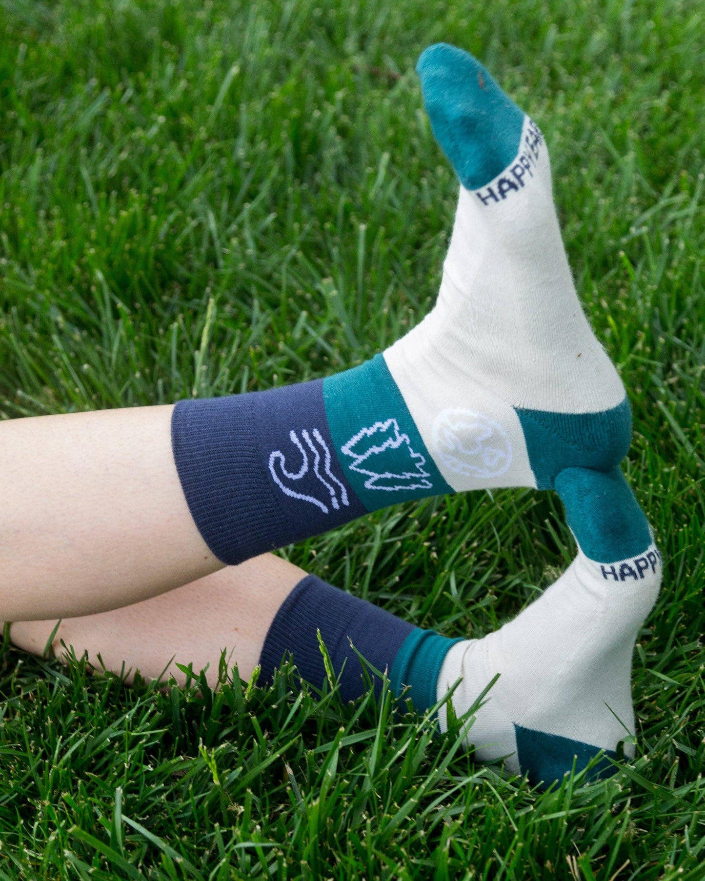 Happy Earth Men's + Women's Organic  Socks | Blue, Green