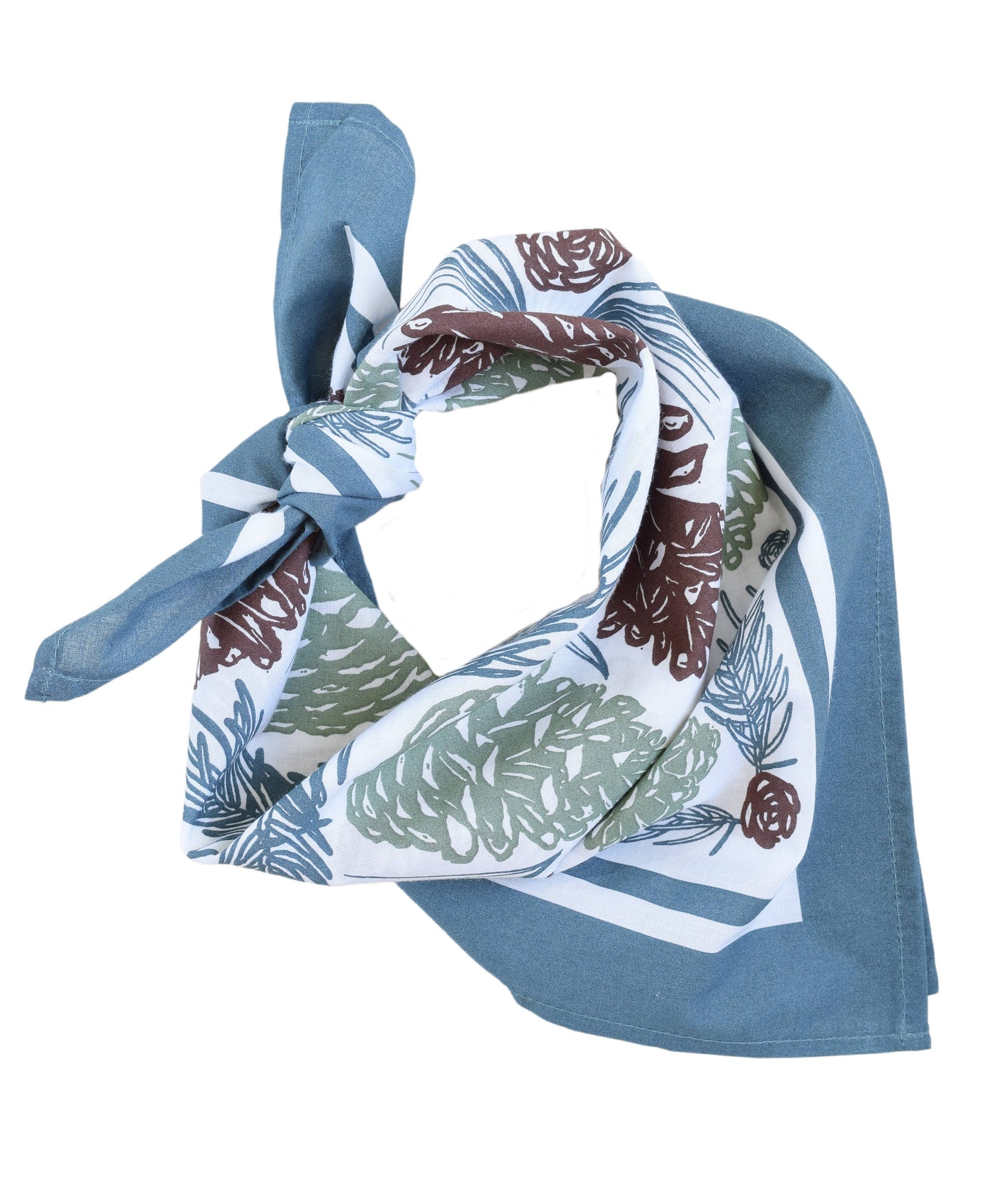 Pine Cone Bandana - 100% Cotton - Woodland - Soft Green