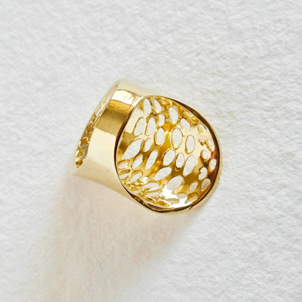 Solid brass open freeform design Morel ring