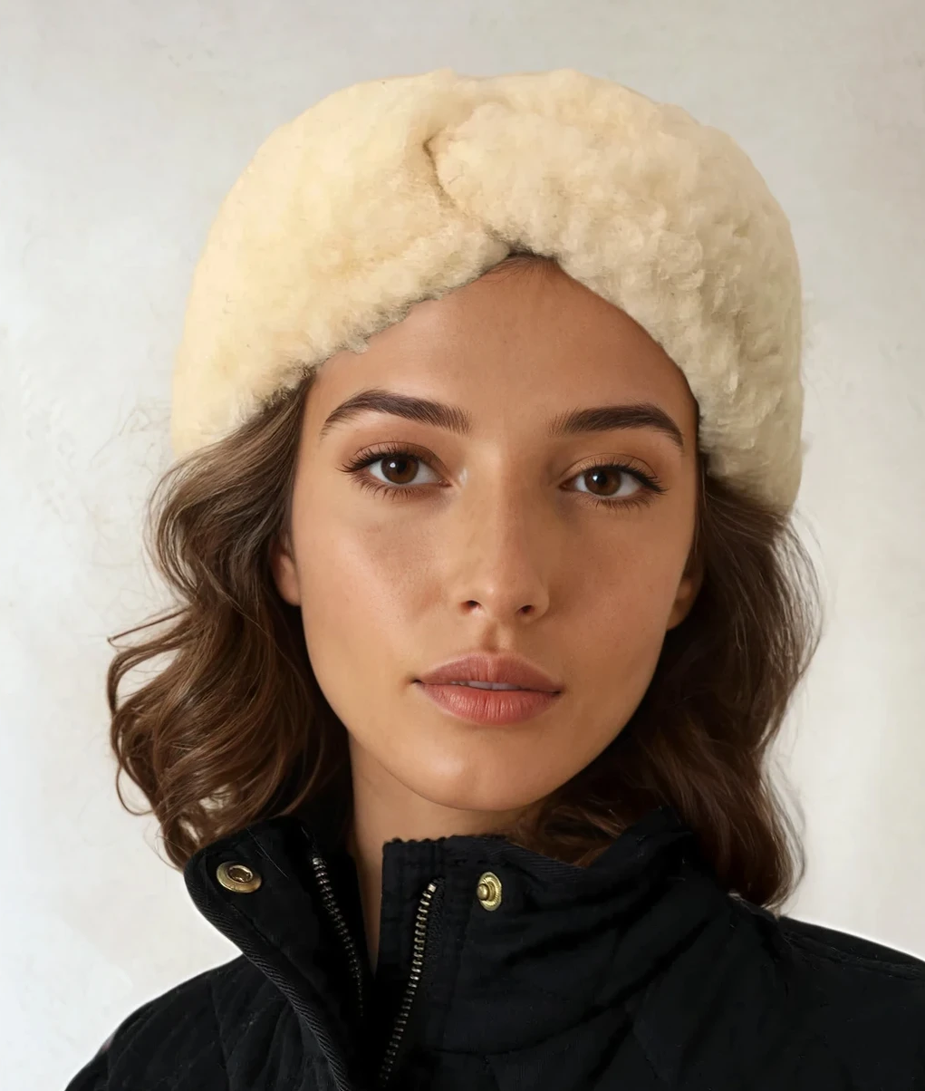 Natural 100% Sheep Wool Headband, Warm Winter Ear Warmer