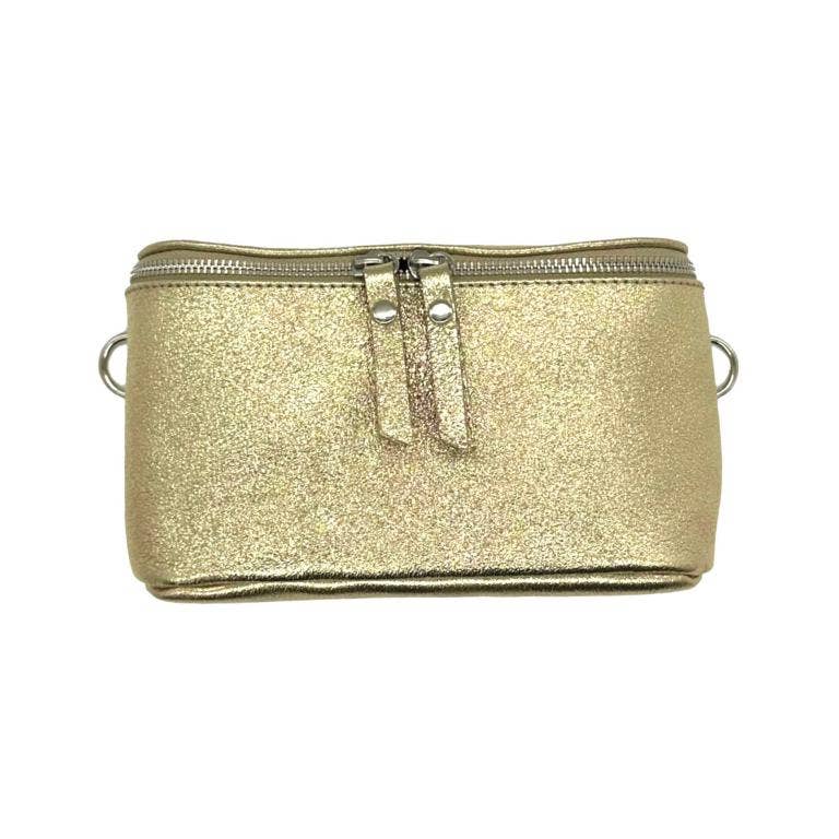 Italian Leather Metallic Crossbody/Waist Bag