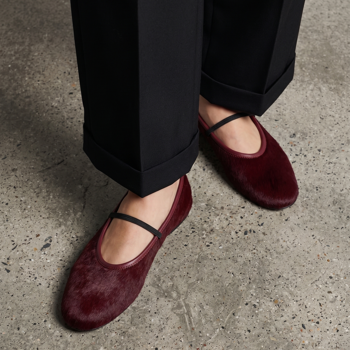 Amber Red Pony Hair Mary Janes